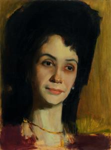 kopia Portretu Pani B. autorstwa K. Krzyżanowskiego, olej na desce topolowej, 36,5 x 27,5 cm, 2014